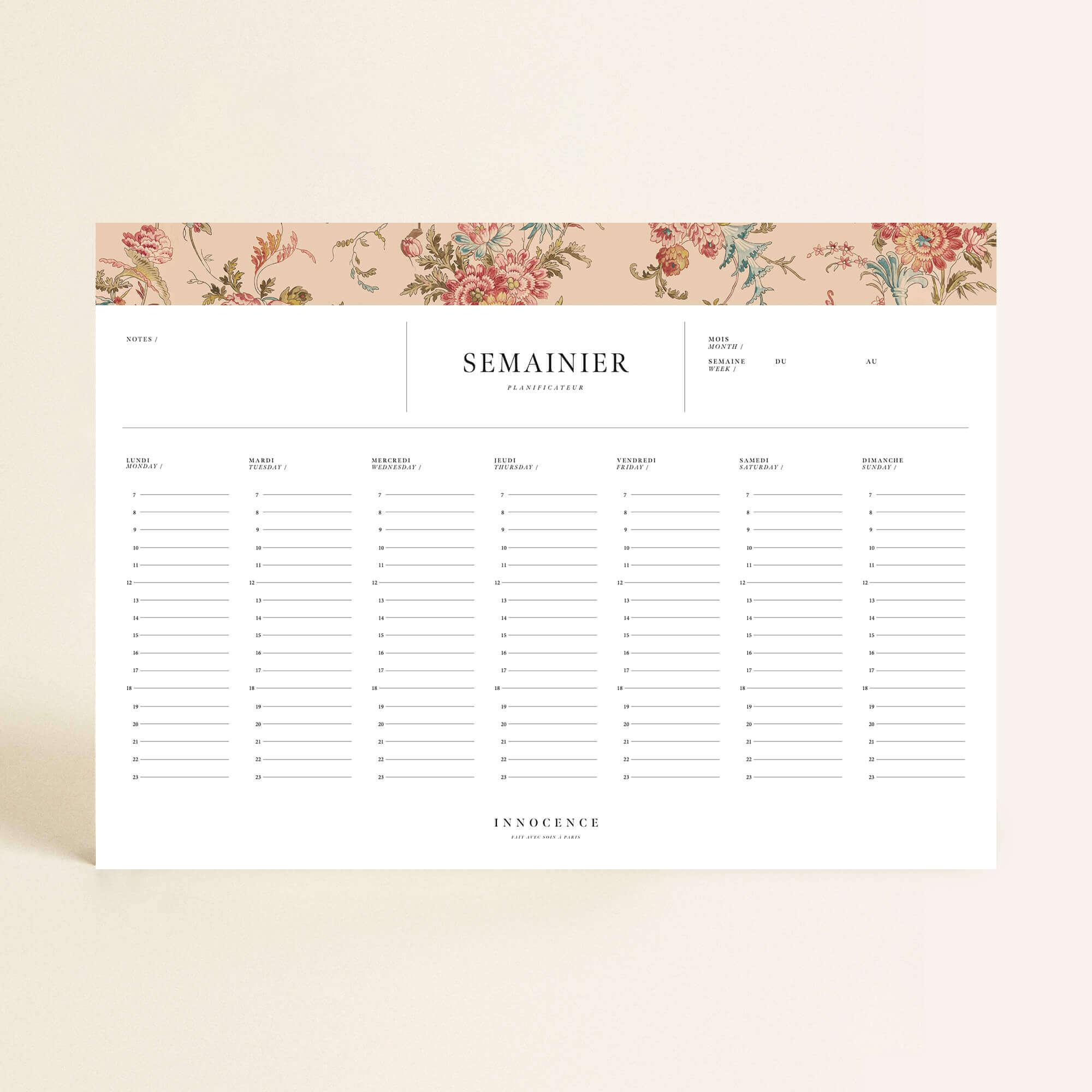 Weekly Planner Andalusian Flower - Innocence